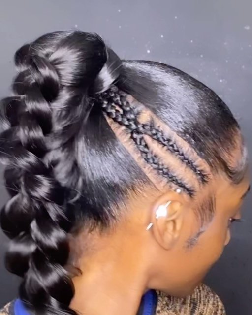 Sleek braided high ponytail